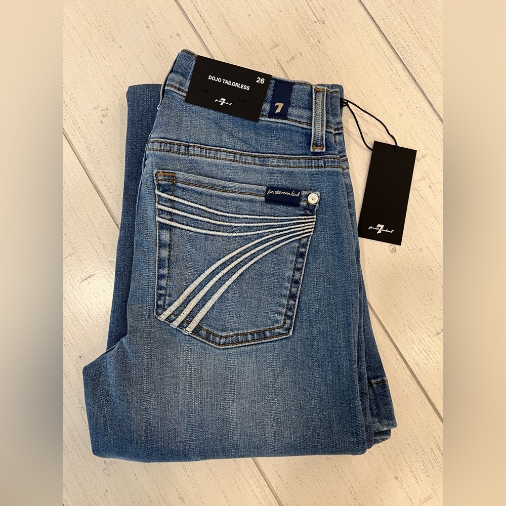7 For All Mankind Tailorless Dojo Jeans Women's Trousers NWT 7FAMK NWT Size 26 - Picture 8 of 8